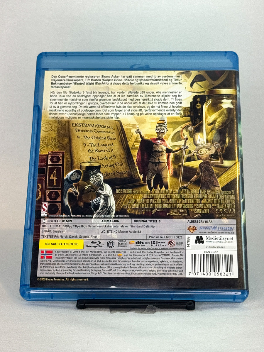 Bakside av Blu-ray-cover til 9 – brukt sci-fi animasjonsfilm på DVD og Blu-ray, tilgjengelig hos Brukbar Film