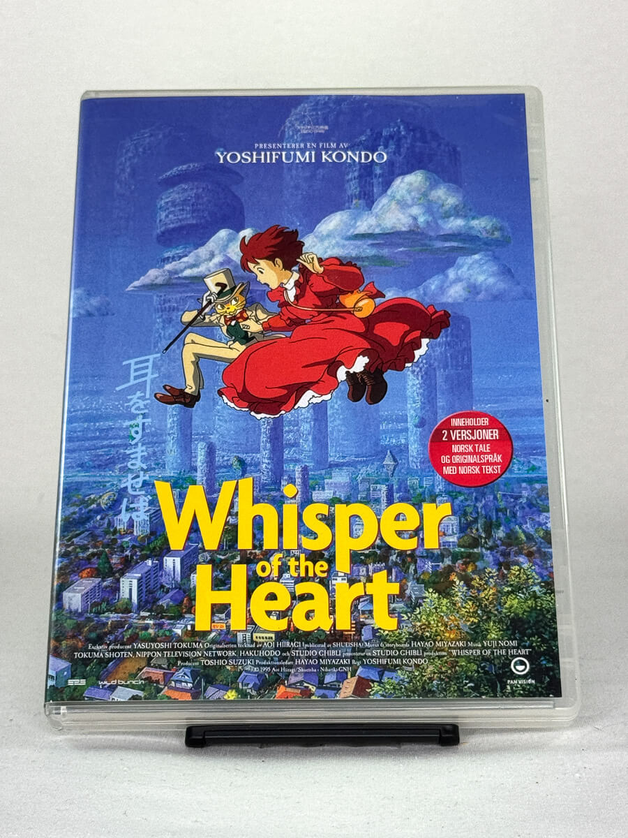 Forside av DVD-cover til Whisper of the Heart – vakker Studio Ghibli-film regissert av Yoshifumi Kondō, brukt animasjonsfilm på DVD fra Brukbar Film