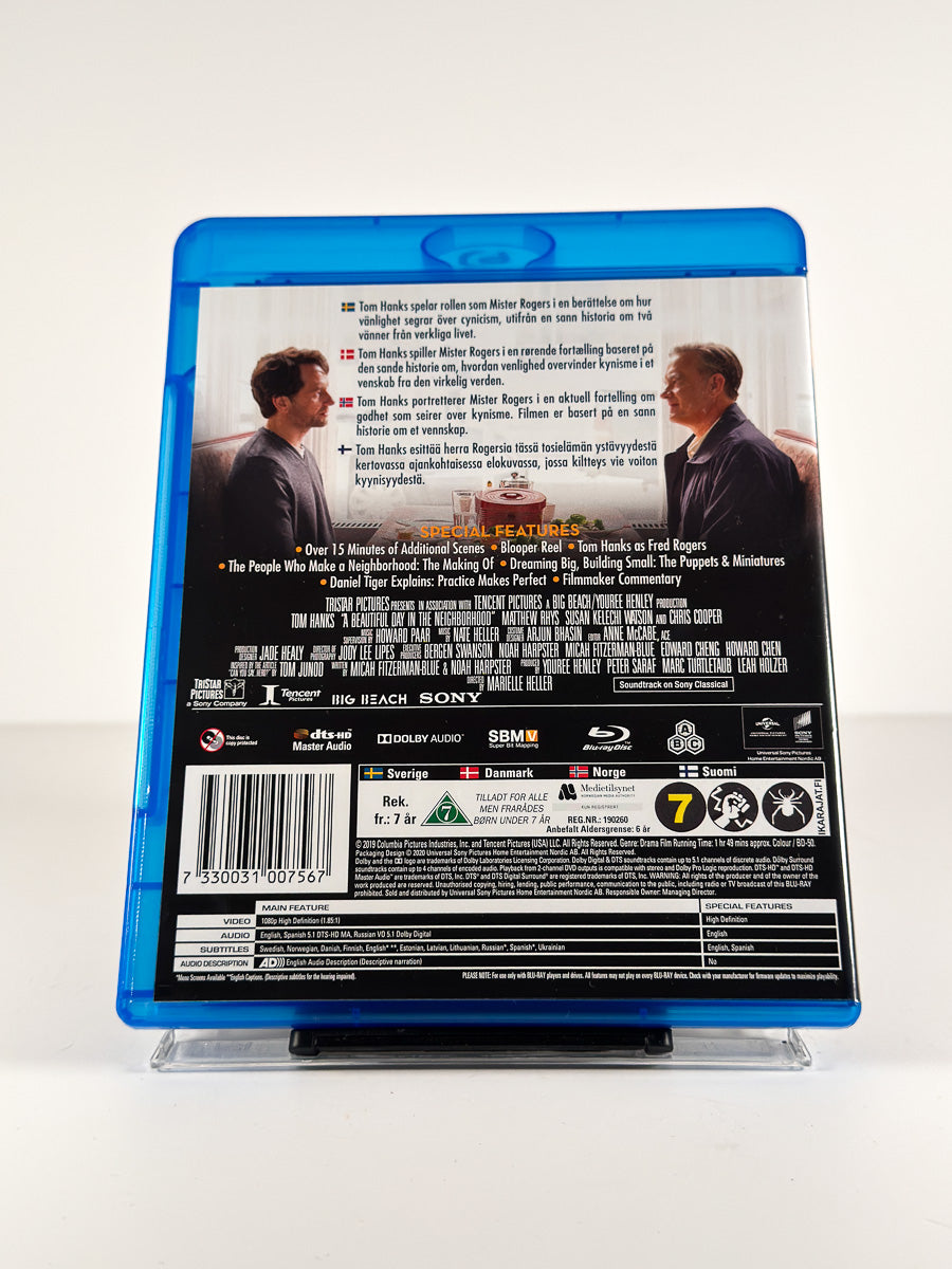 Bakside av cover til A Beautiful Day in the Neighborhood på Blu-ray