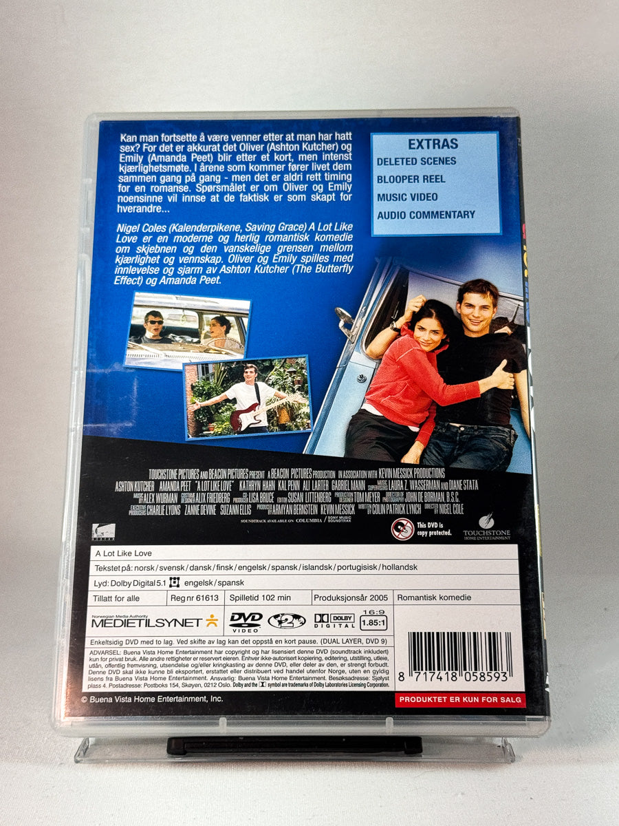 Bakside av cover til A Lot Like Love, bruktfilm hos nettbutikken Brukbar Film