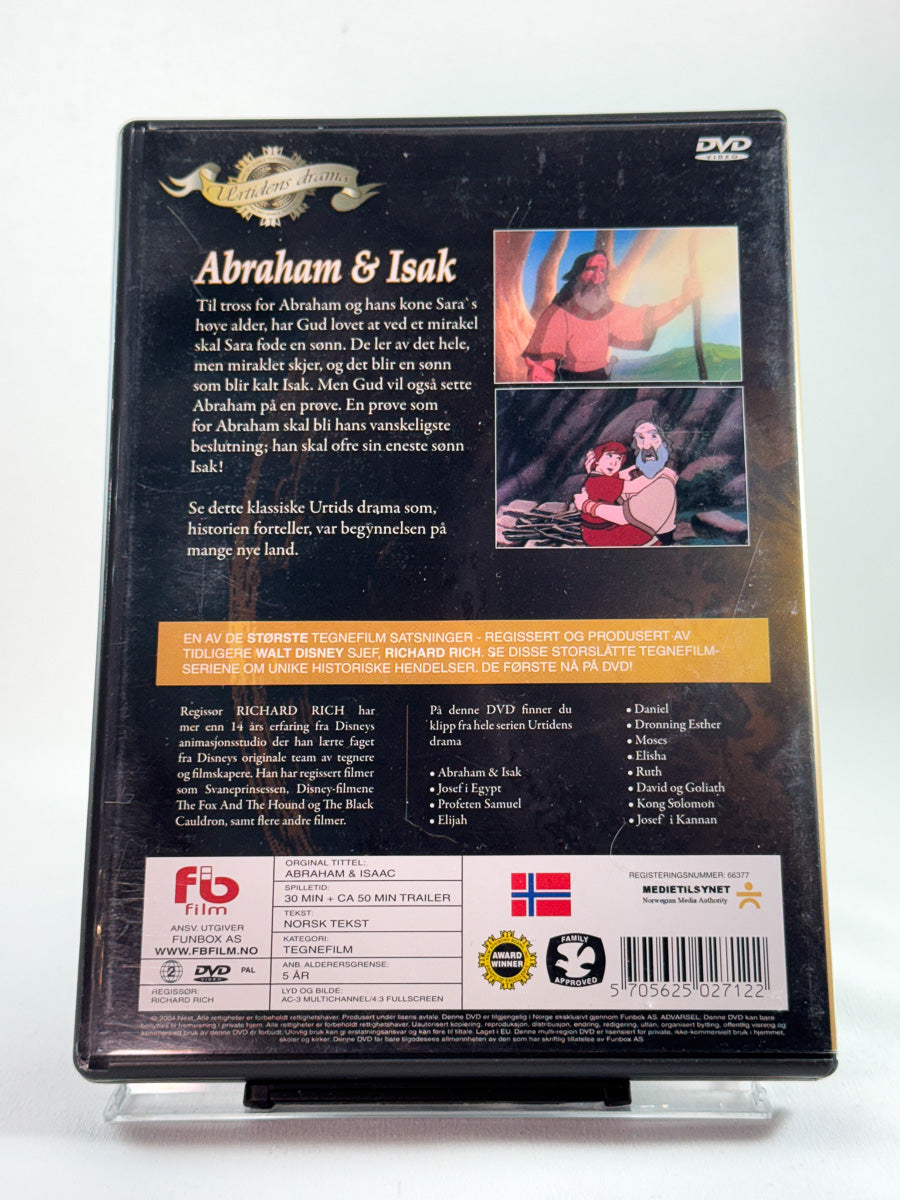 Bakside av DVD-cover til Abraham & Isak, bruktfilm hos nettbutikken Brukbar Film