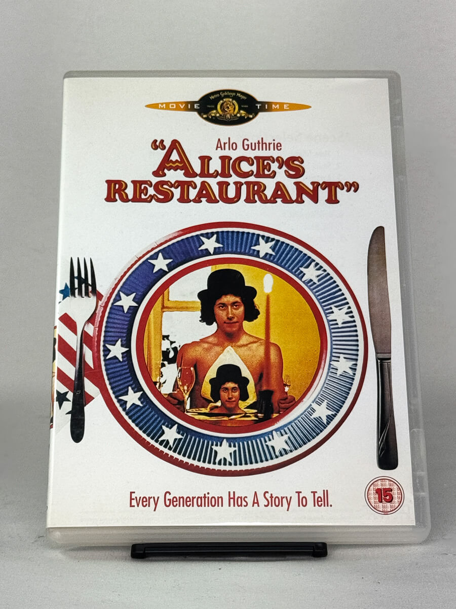 DVD-forside til filmen Alice’s Restaurant
Originalt cover brukt for produktbilde i nettbutikken Brukbar Film