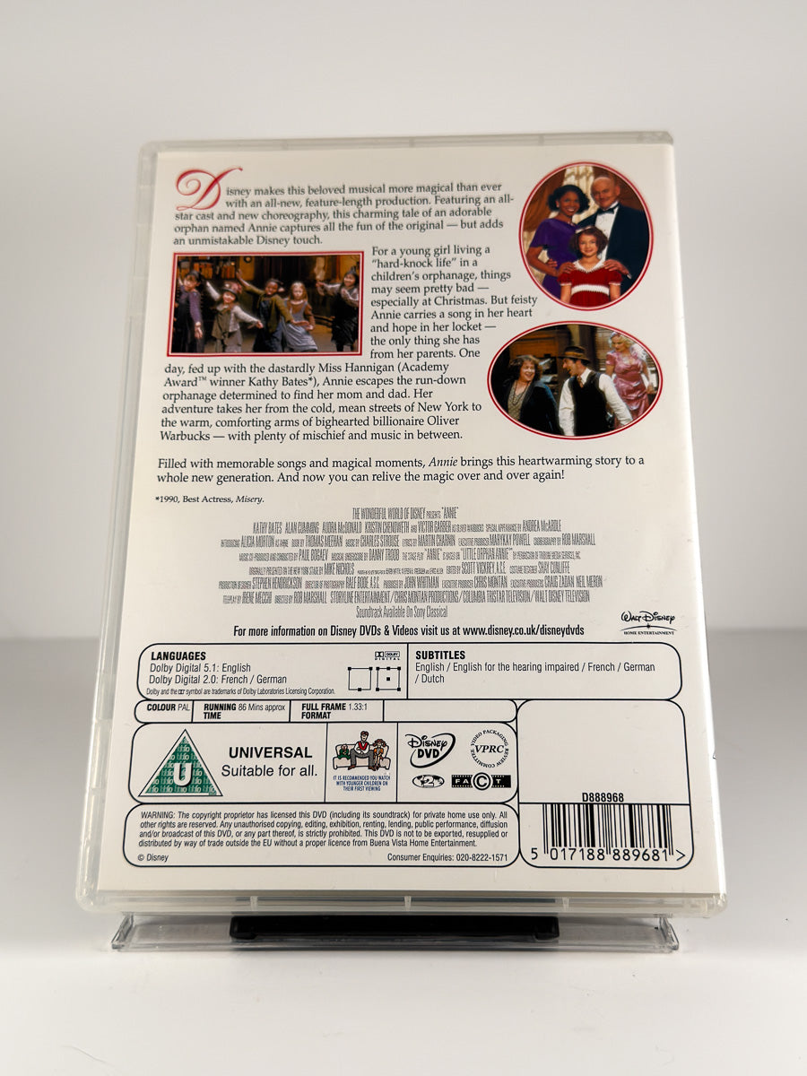 Bakside av cover til Annie på DVD