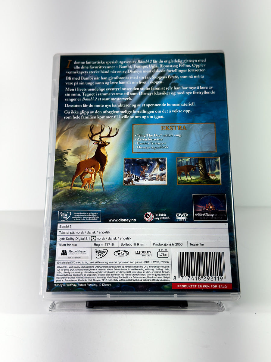 Bakside av cover til Bambi 2 på DVD