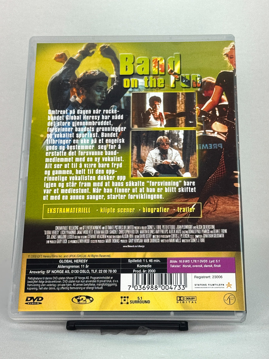 Bakside av DVD-cover for Band on the Run – brukt original DVD-film, musikkdrama med Alicia Silverstone tilgjengelig hos Brukbar Film