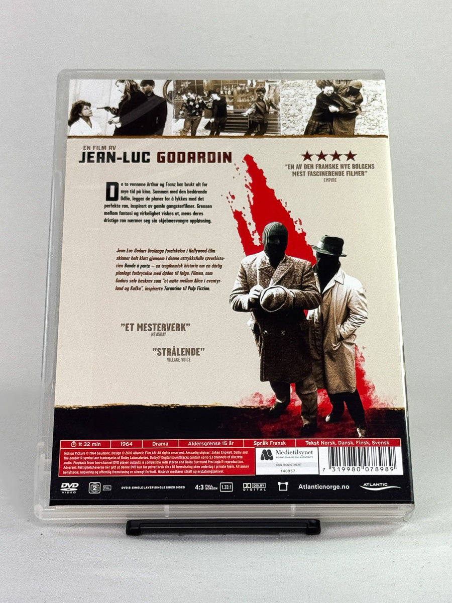 DVD-bakside til filmen Bande à part - En røverhistorie
Baksiden viser info, spesifikasjoner og eventuell ekstratekst – produktbilde fra nettbutikken Brukbar Film