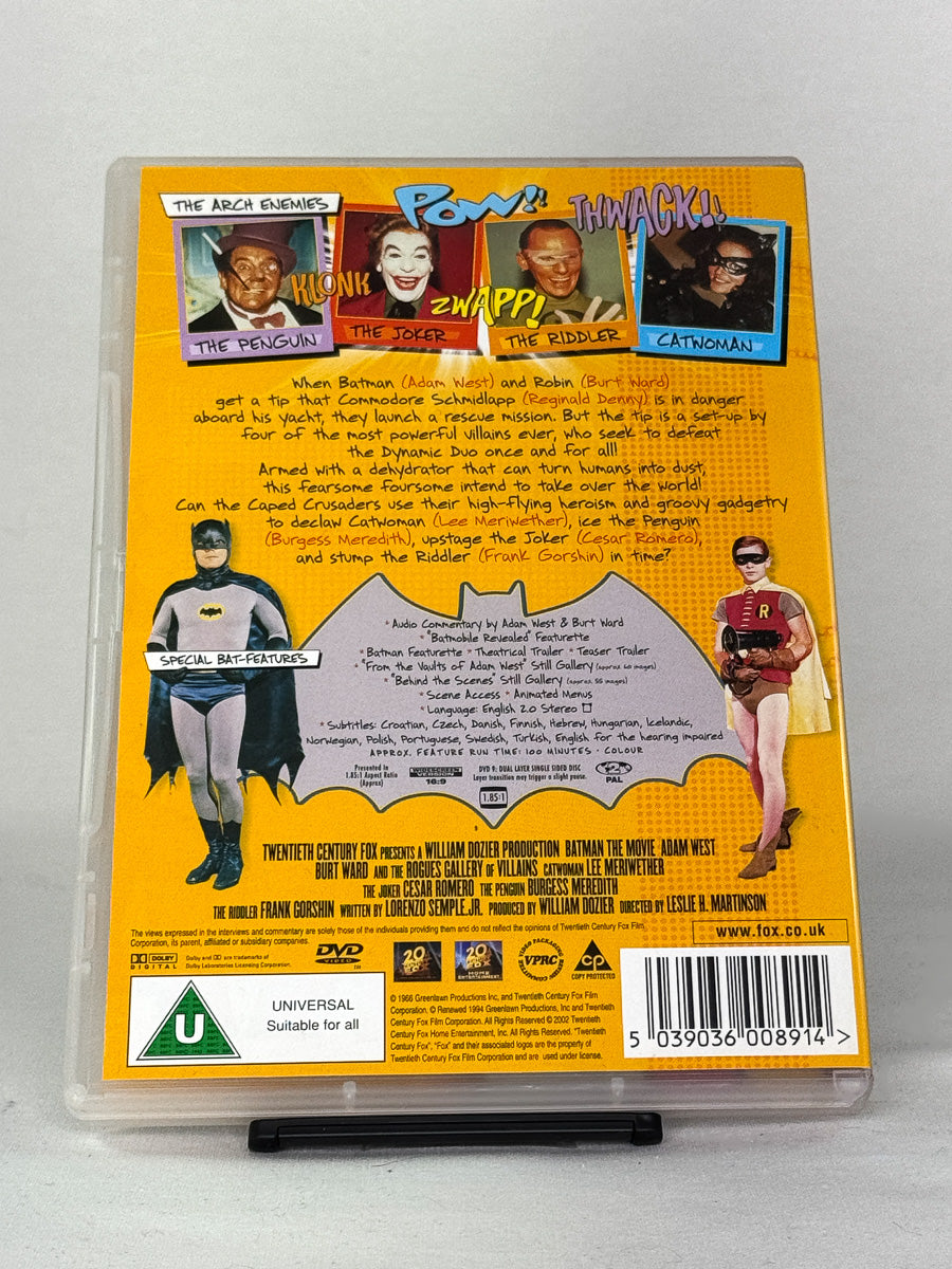 DVD-bakside til filmen Batman: The Movie
Baksiden viser info, spesifikasjoner og eventuell ekstratekst – produktbilde fra nettbutikken Brukbar Film