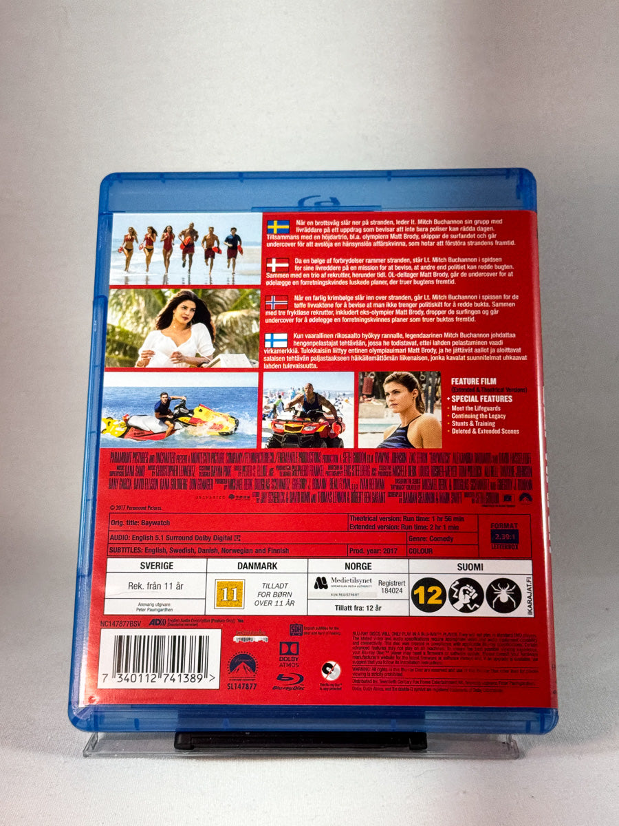 Bakside av cover til Baywatch – Extended Cut, brukt original Blu-ray hos Brukbar Film