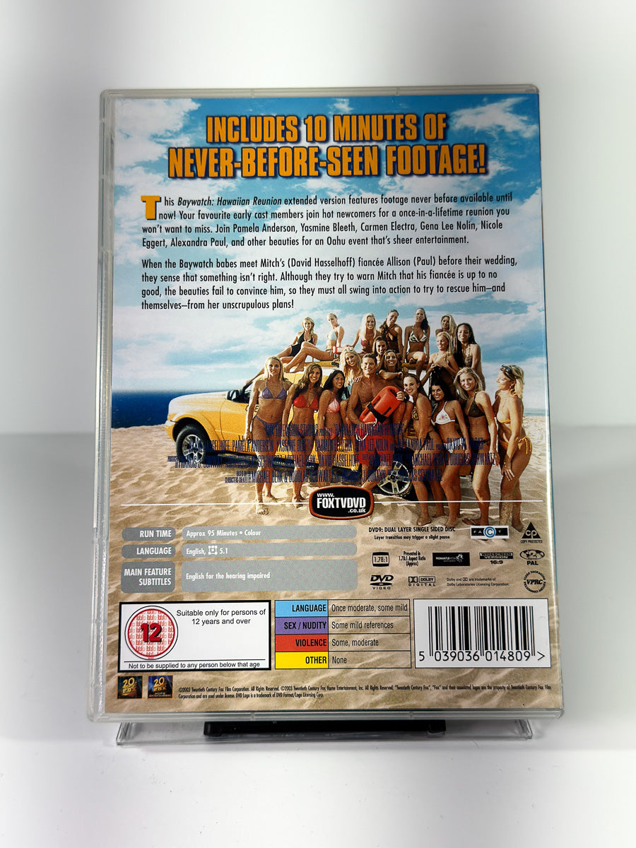 Bakside av cover til Baywatch Hawaiian Reunion, bruktfilm på DVD hos Brukbar Film