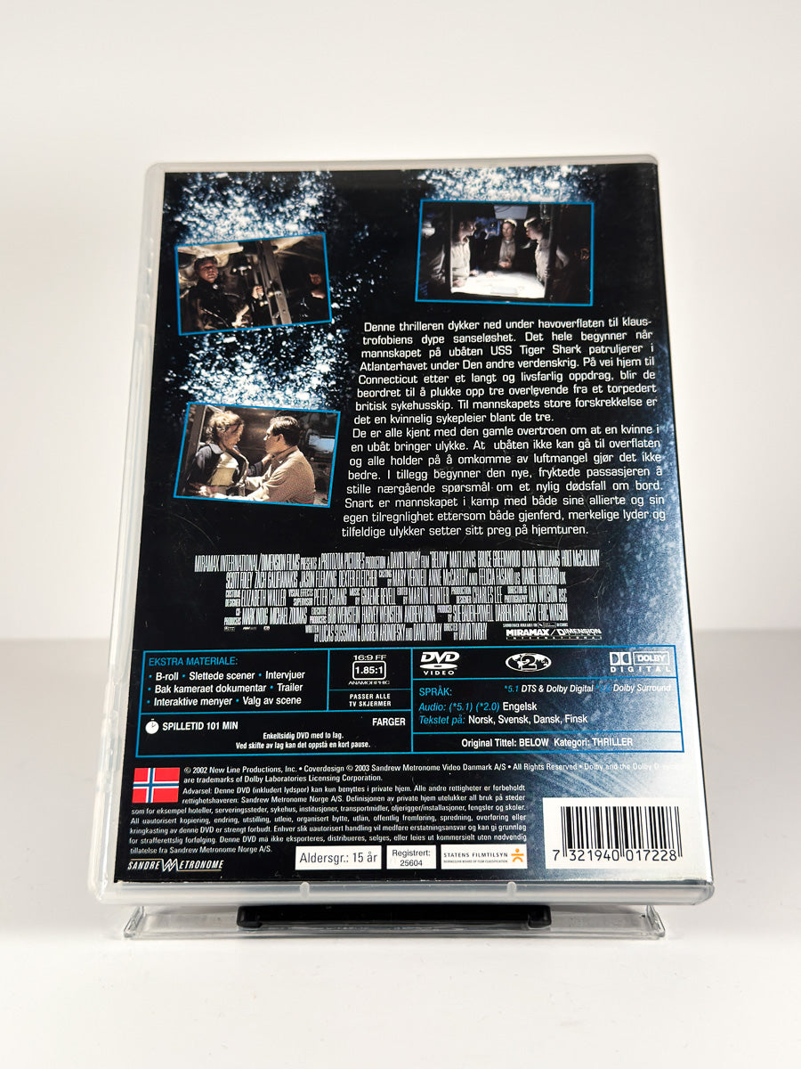 Bakside av cover til Below på DVD