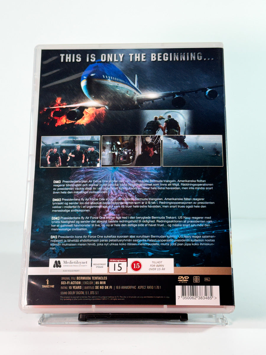 Bakside av cover til bermuda tentacles, bruktfilm hos nettbutikken Brukbar Film