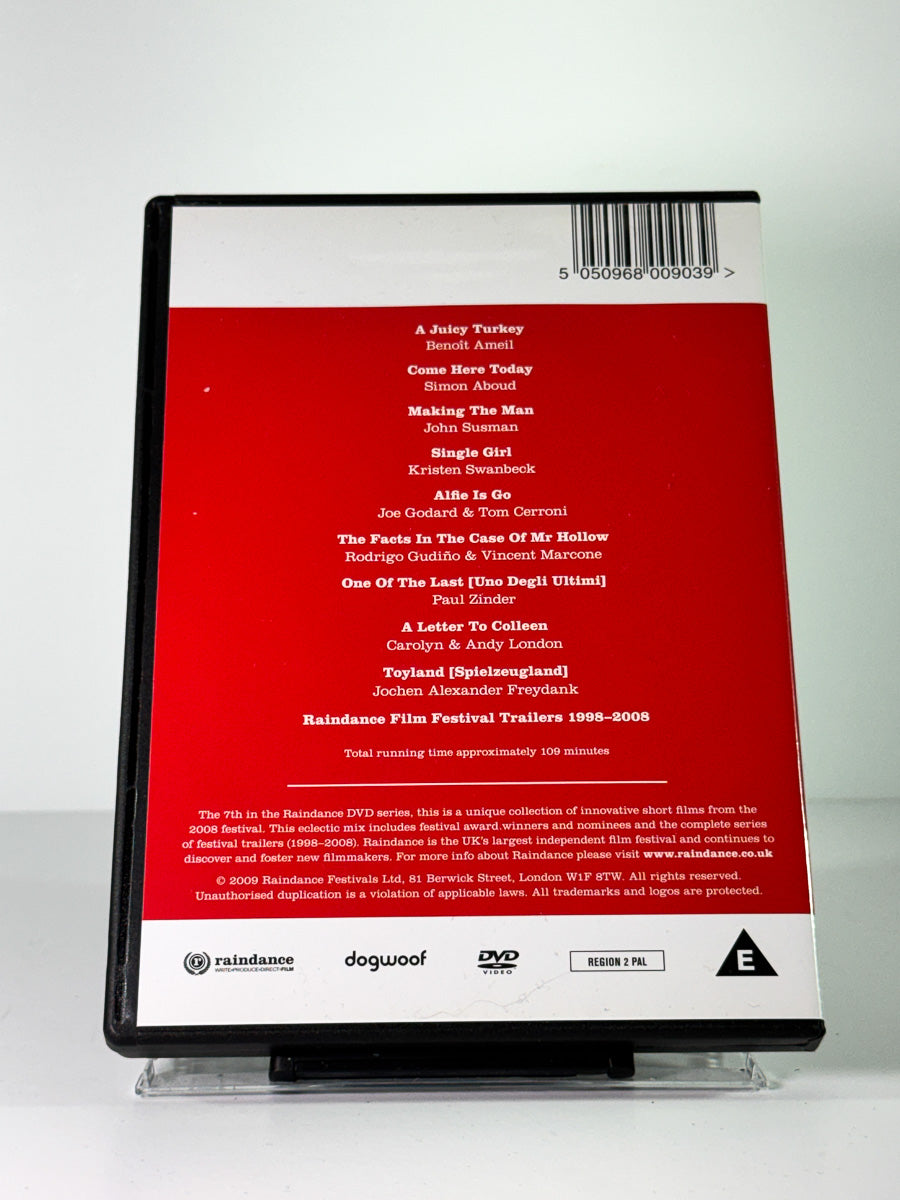 Bakside av cover til Best of 16th Raindance Film Festival Shorts, brukt original DVD hos Brukbar Film
