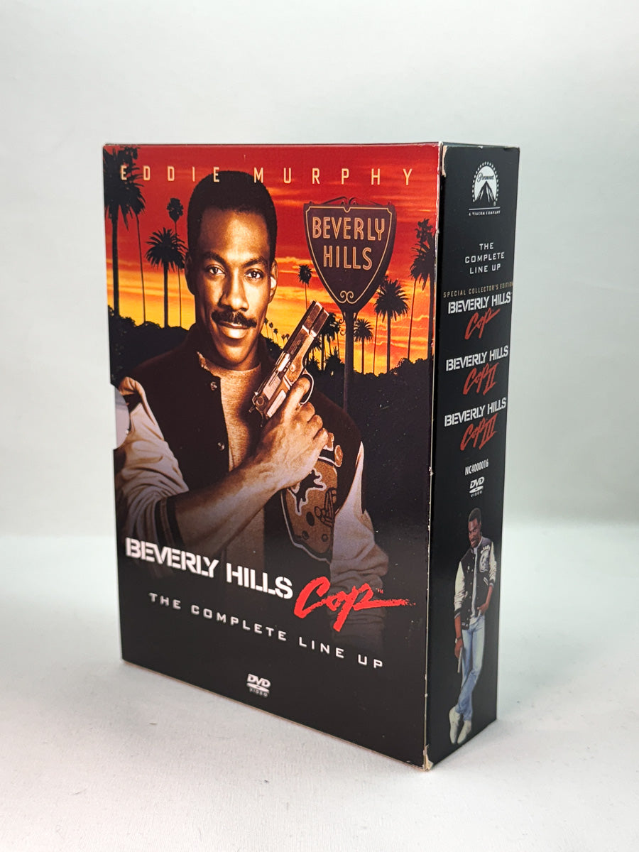 Bakside av DVD-cover til Beverly Hills Cop – The Complete Line Up, bruktfilm hos nettbutikken Brukbar Film