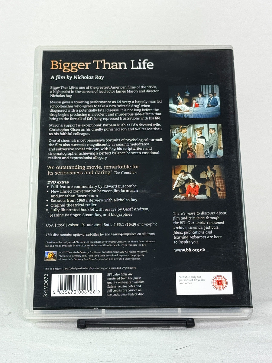 Bakside av DVD-cover til Bigger Than Life – brukt DVD med filmomtale og teknisk info, Brukbar Film