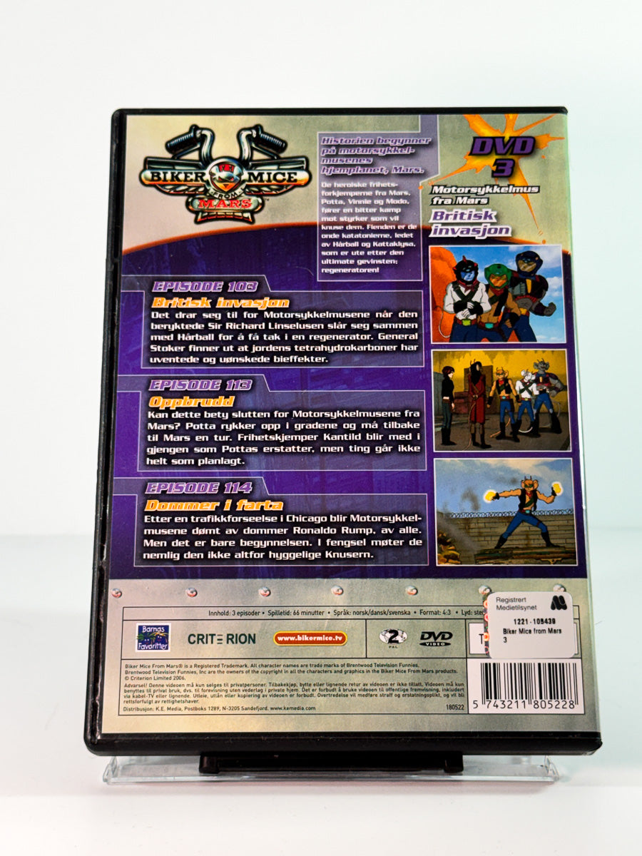 Bakside av cover til Biker Mice From Mars – Britisk Invasjon DVD, brukt hos Brukbar Film