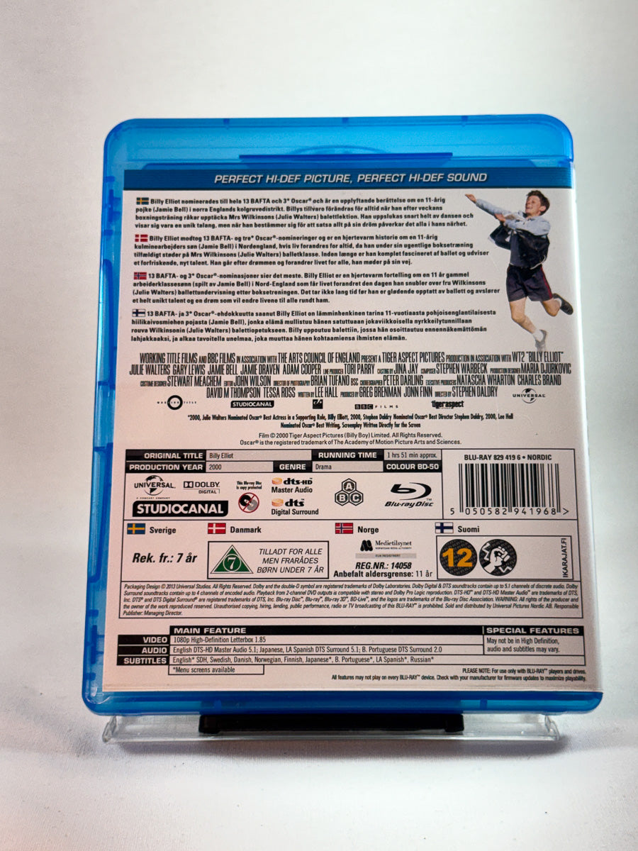 Bakside av cover til Billy Elliot, brukt Blu-ray hos Brukbar Film