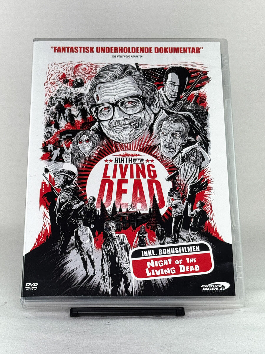 Forside av dokumentarfilmen Birth of the Living Dead – historien bak George A. Romeros kultklassiker Night of the Living Dead, utgitt av Another World Entertainment hos Brukbar Film.