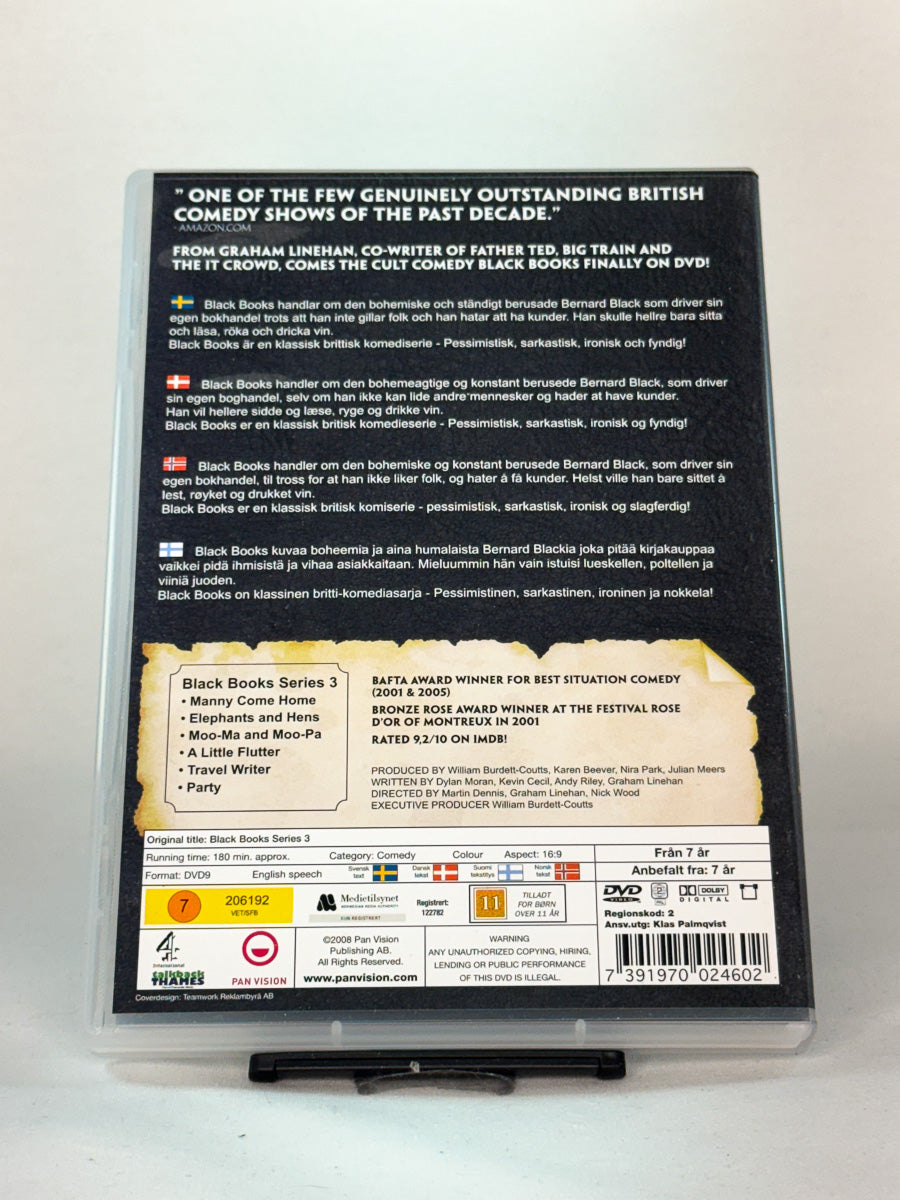 Bakside av Black Books – Series 3 DVD-cover, komiserie med Dylan Moran – kjøp brukt film hos Brukbar Film