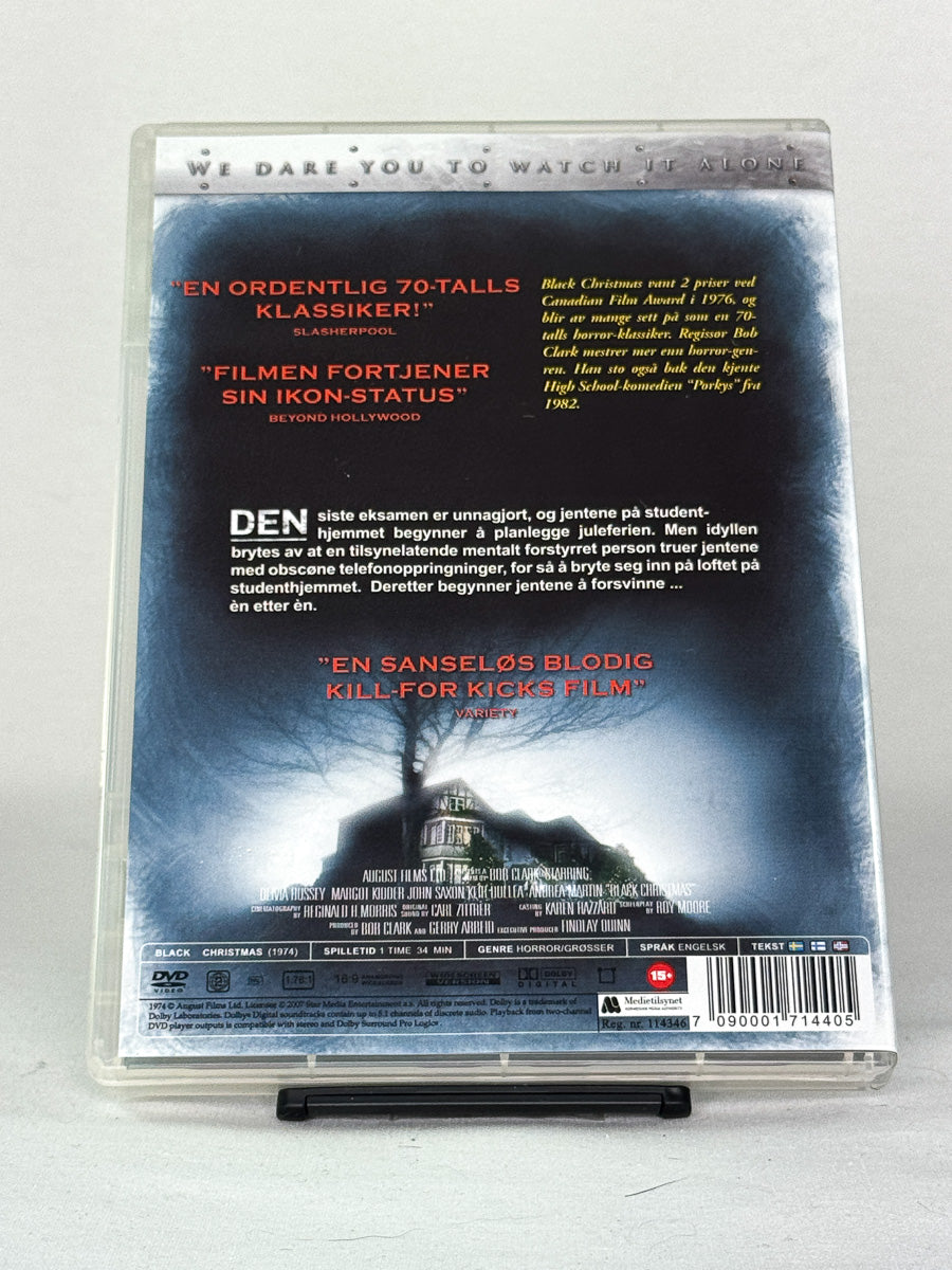 DVD-cover-bakside til filmen Black Christmas – Brukt DVD fra nettbutikken Brukbar Film