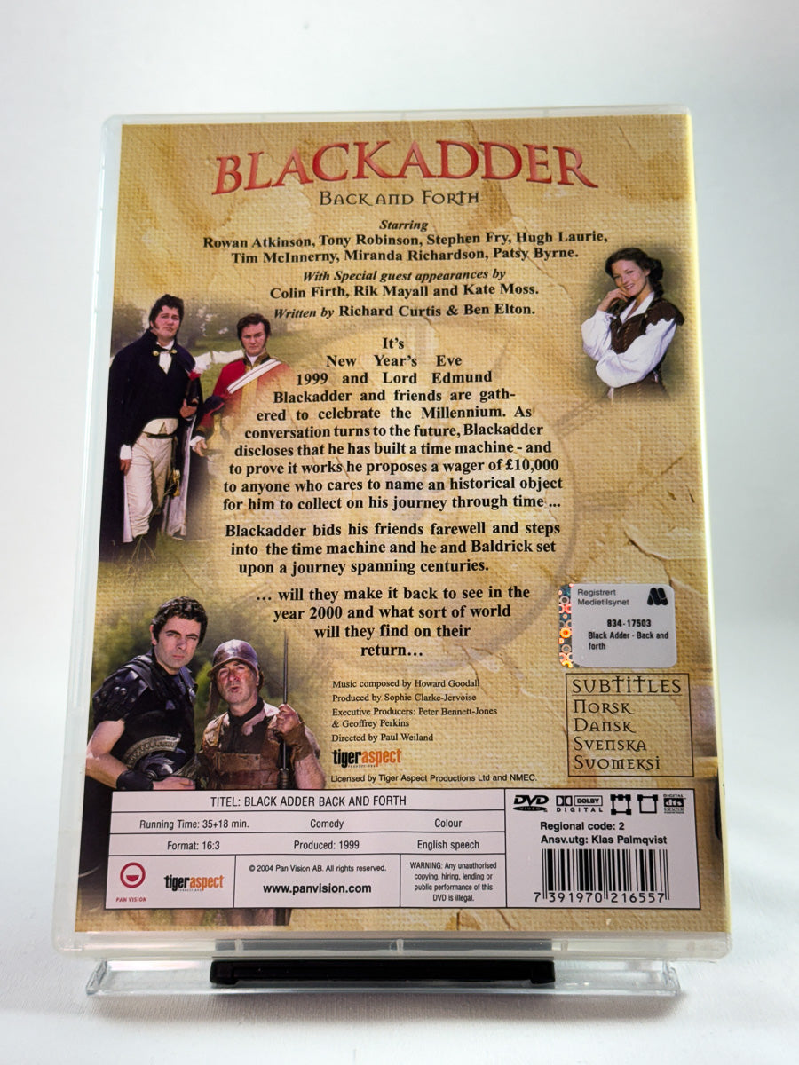 Bakside av cover til Blackadder: Back and Forth, brukt DVD hos Brukbar Film