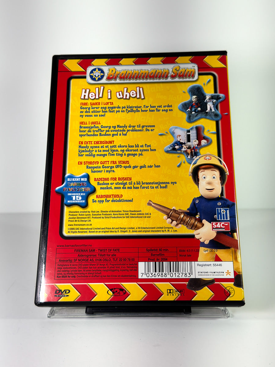 Bakside av cover til Brannmann Sam – Hell i uhell på DVD