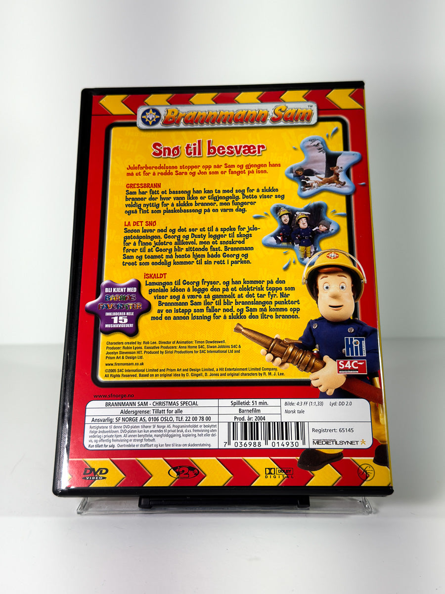 Bakside av cover til Brannmann Sam – Snø til besvær på DVD