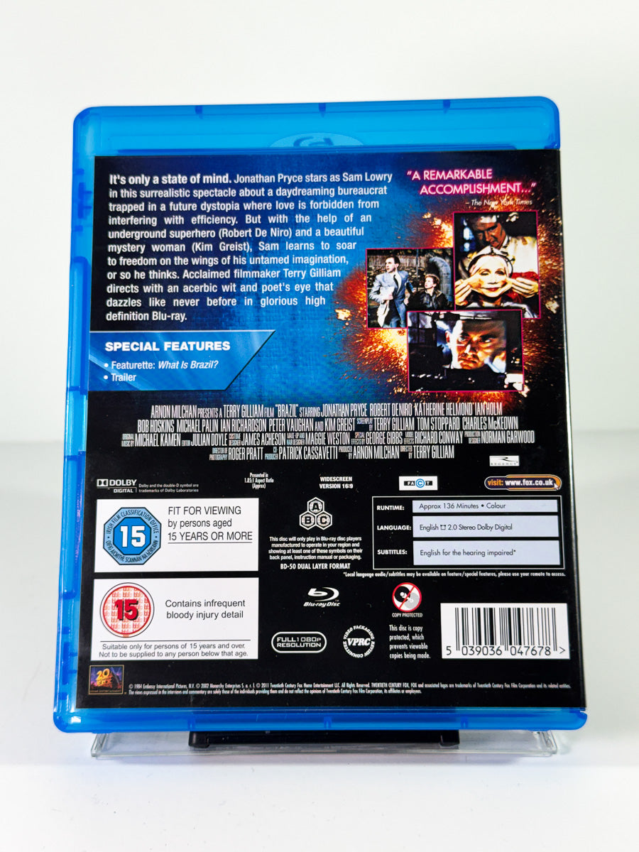 Bakside av cover til Brazil, bruktfilm på Blu-ray hos Brukbar Film