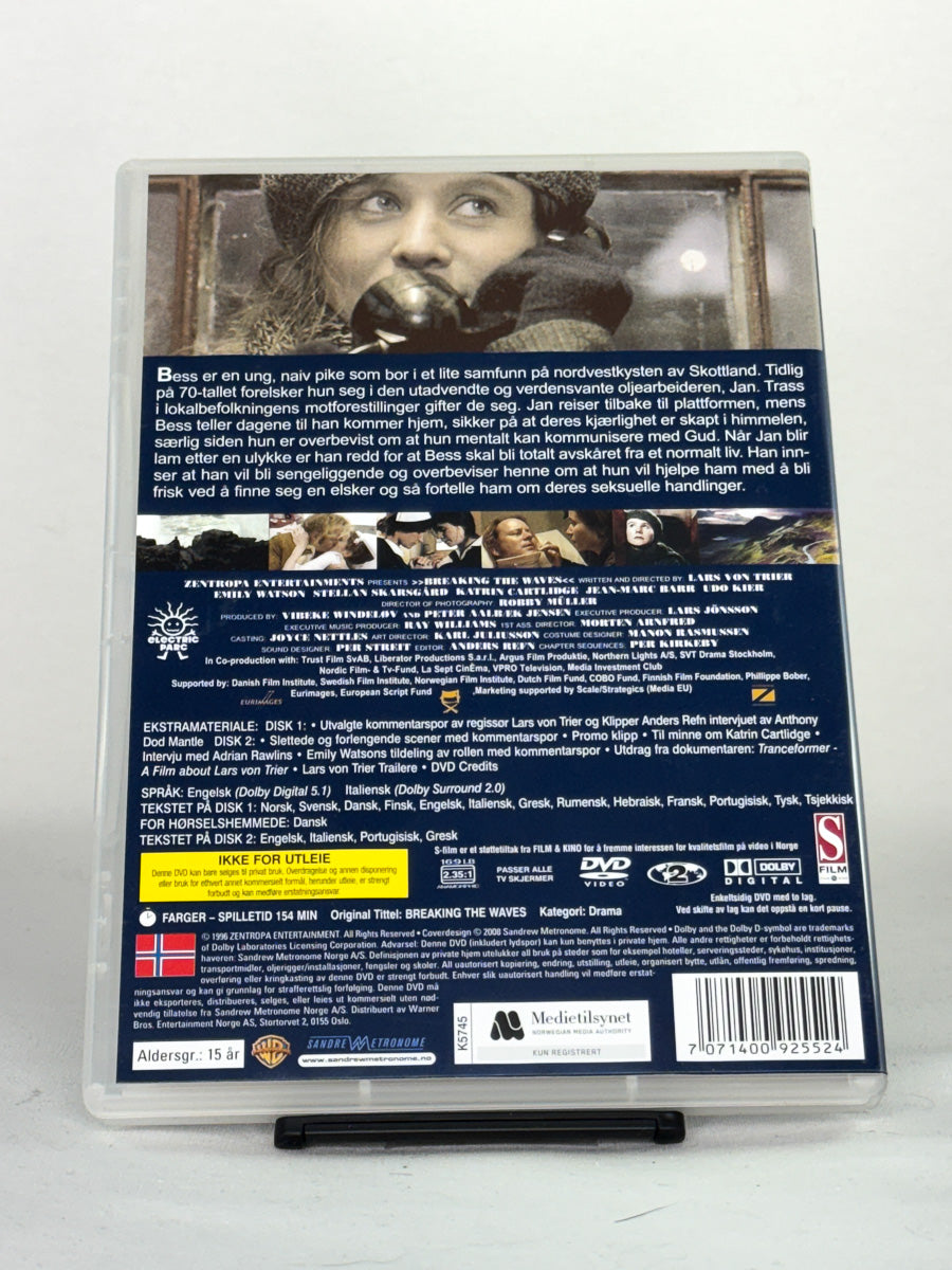 DVD-cover-bakside til filmen Breaking the Waves – Brukt DVD fra nettbutikken Brukbar Film