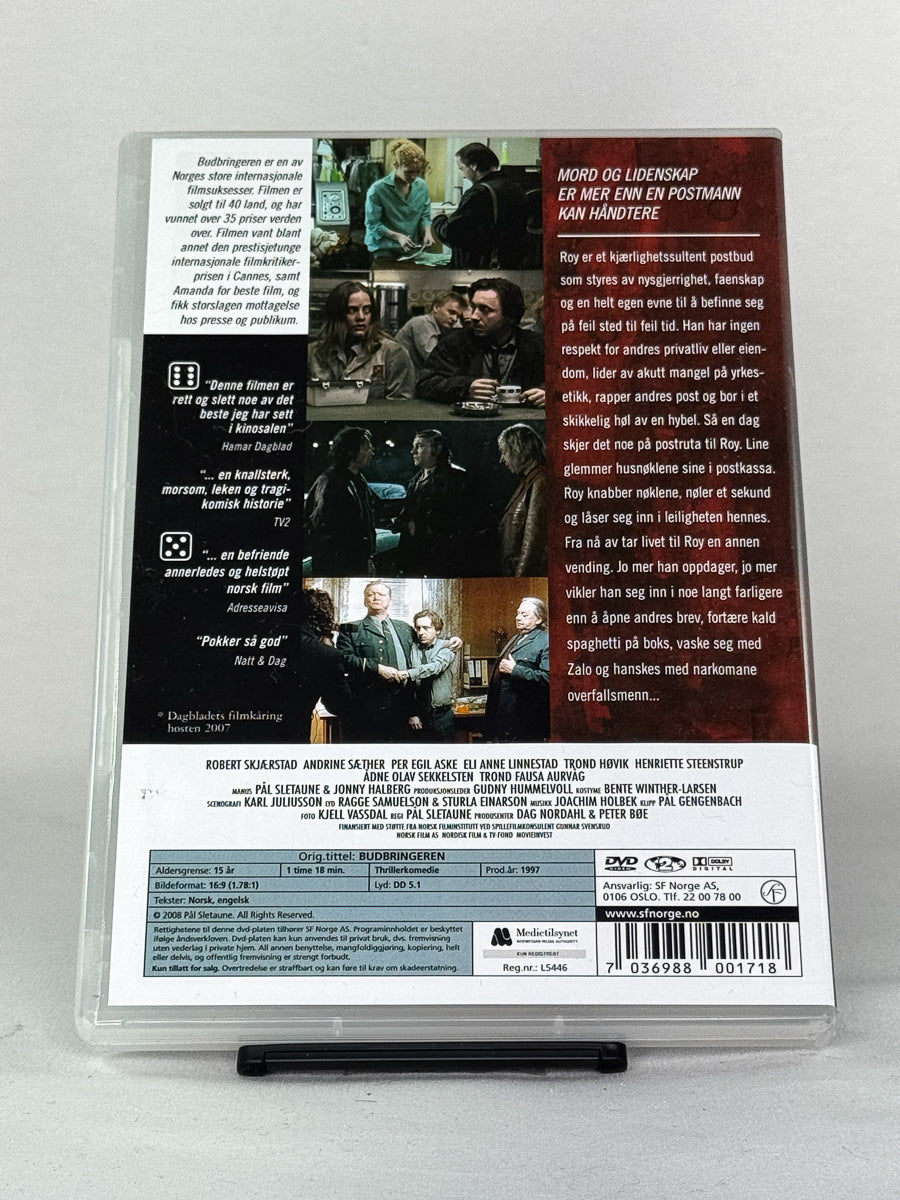 DVD-bakside til filmen Budbringeren
Baksiden viser info, spesifikasjoner og eventuell ekstratekst – produktbilde fra nettbutikken Brukbar Film