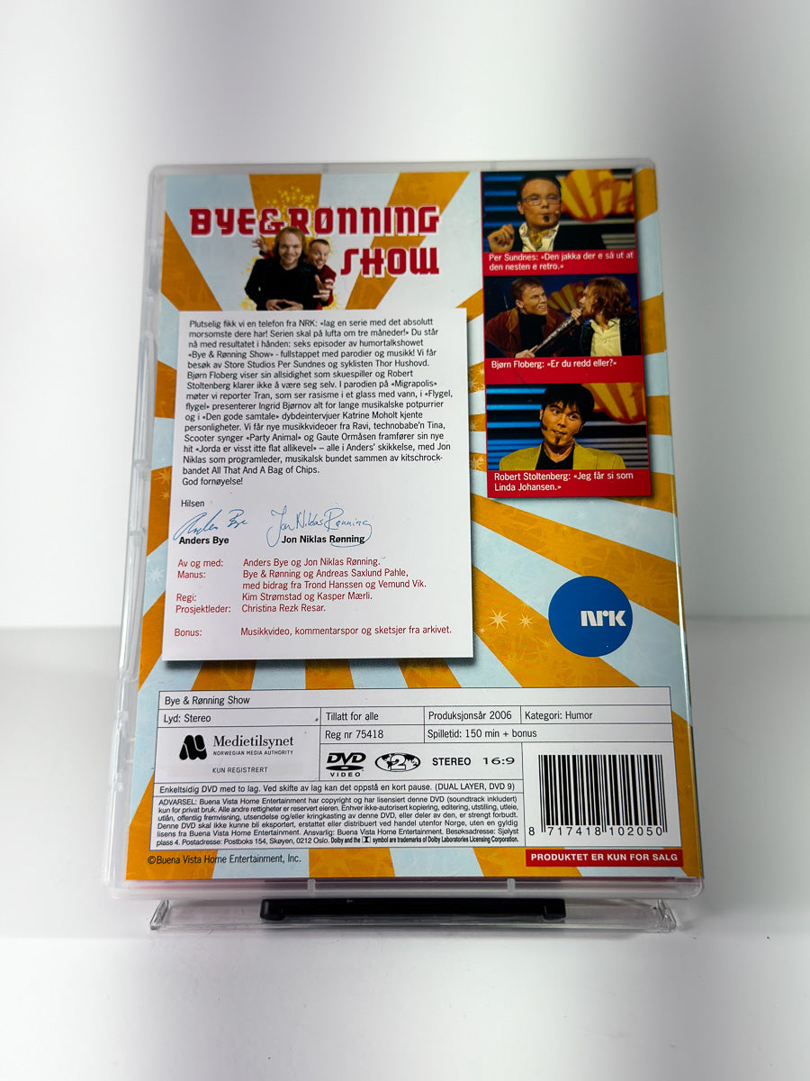 Bakside av cover til Bye & Rønning Show på DVD