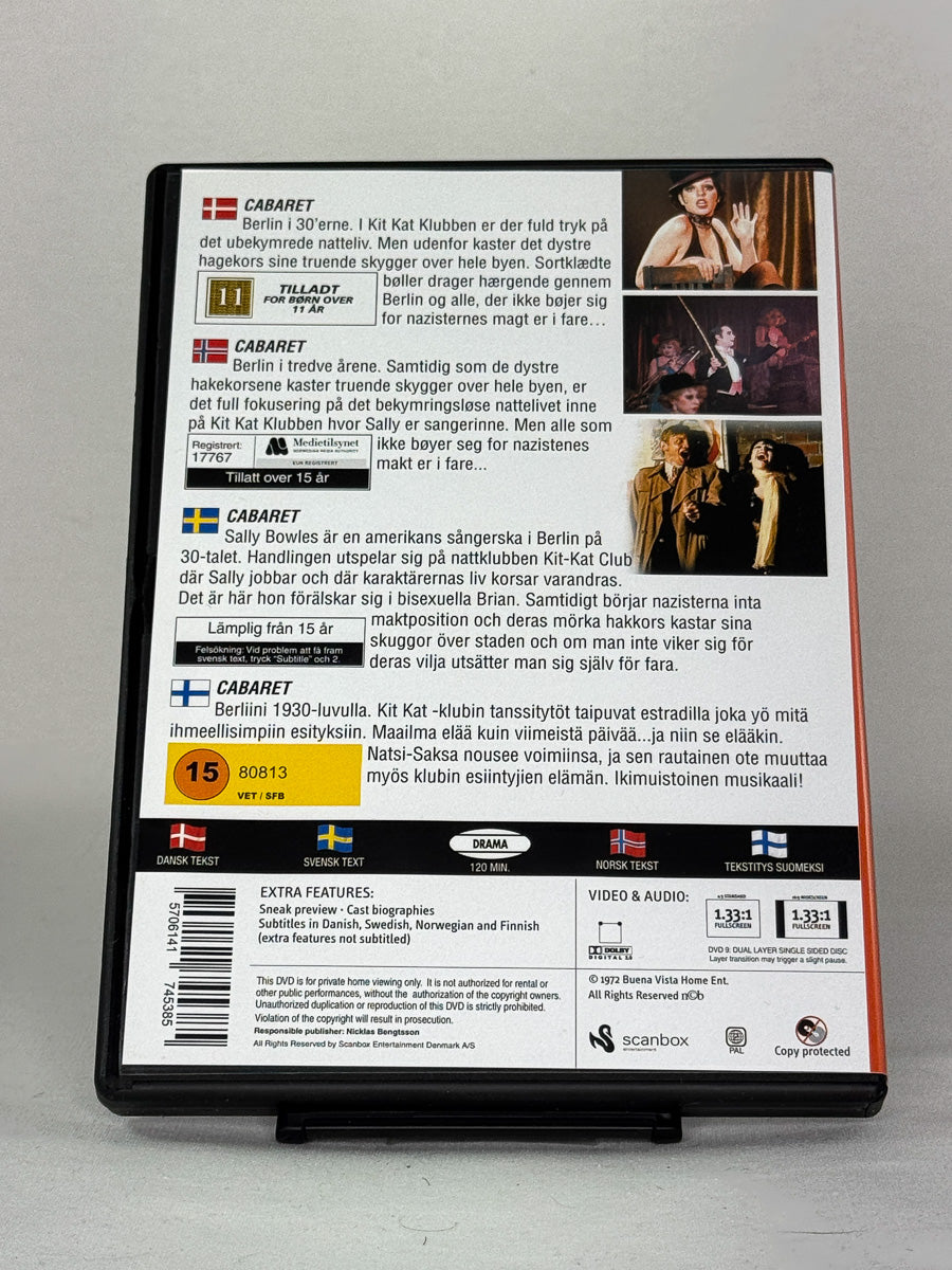 DVD-cover-bakside til filmen Cabaret – Brukt DVD fra nettbutikken Brukbar Film