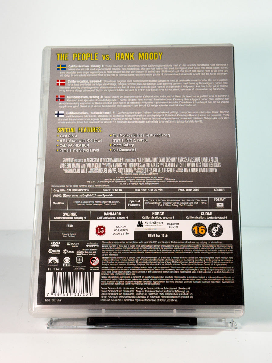 Bakside av cover til Californication – The Fourth Season, brukt original DVD hos Brukbar Film