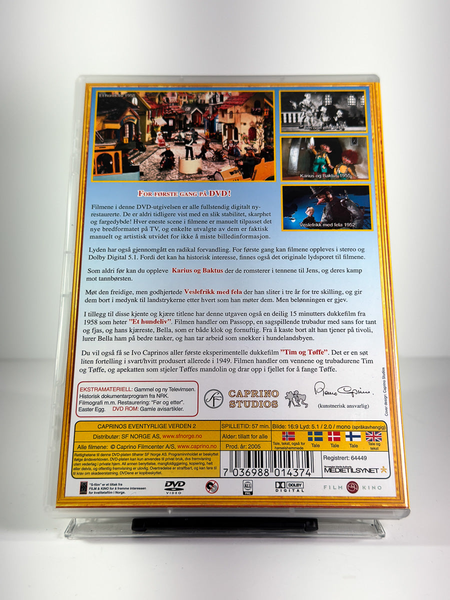 Bakside av cover til Caprinos eventyrlige verden 2 på DVD