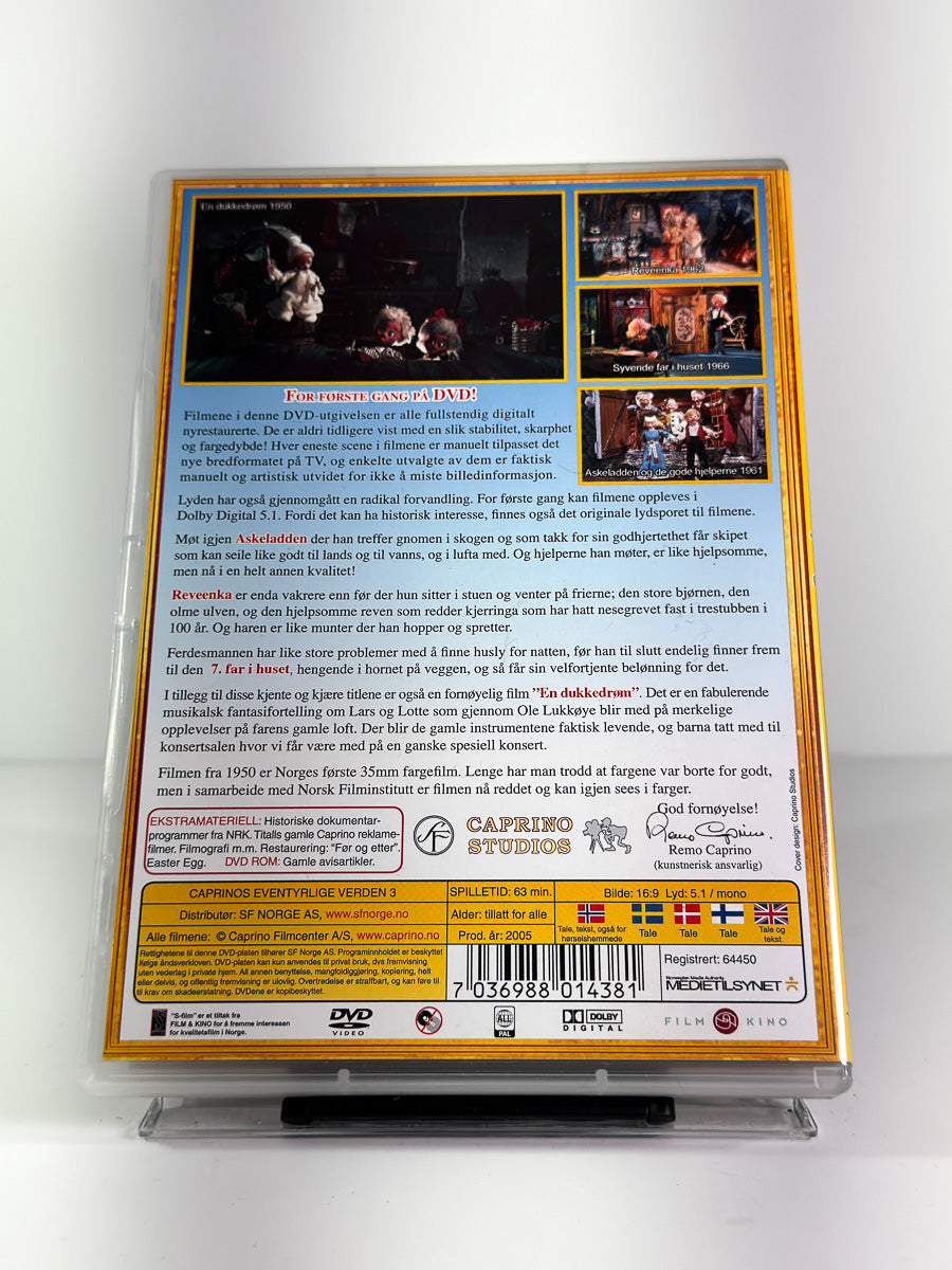 Bakside av cover til Caprinos eventyrlige verden 3 på DVD