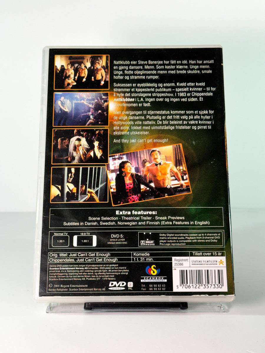 Bakside av cover til chippendales just cant get enough, brukt original DVD hos Brukbar Film