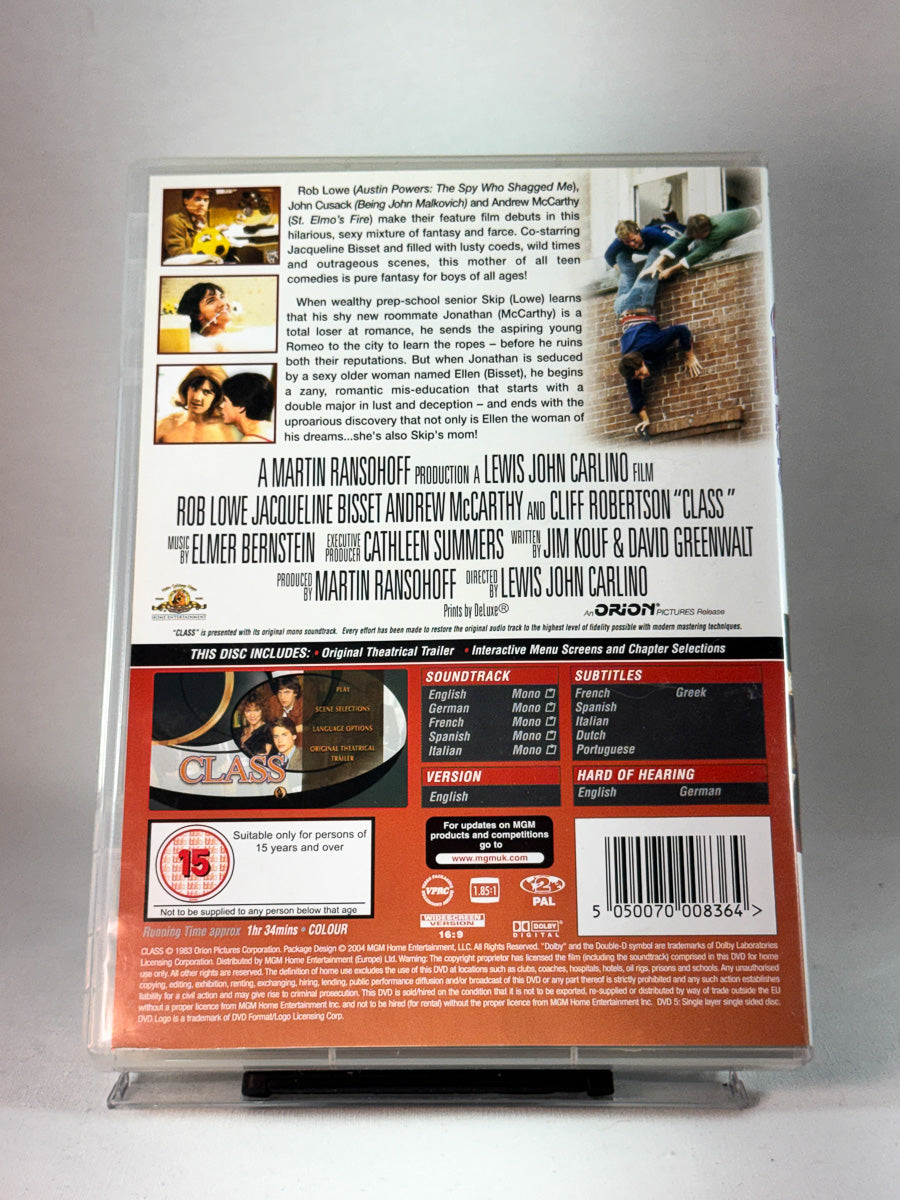 Bakside av cover til Class, brukt original DVD hos Brukbar Film