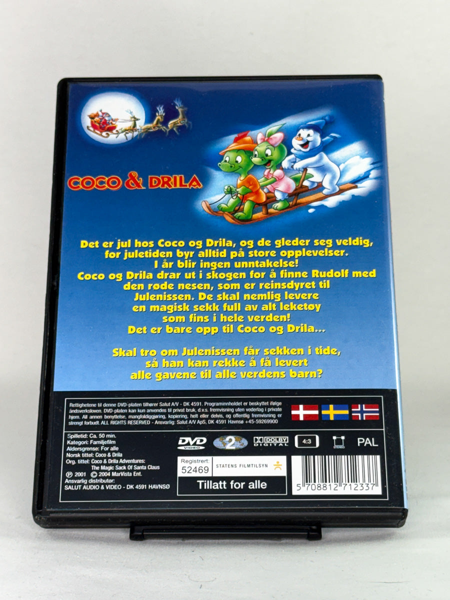 Bakside av Coco & Drila – hyggelig vintereventyr for hele familien, brukt DVD-utgave fra Brukbar Film.