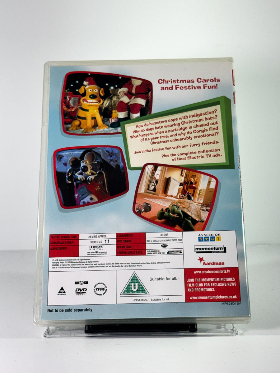 Bakside av cover til Creature Comforts – Merry Christmas Everybody!, bruktfilm hos nettbutikken Brukbar Film