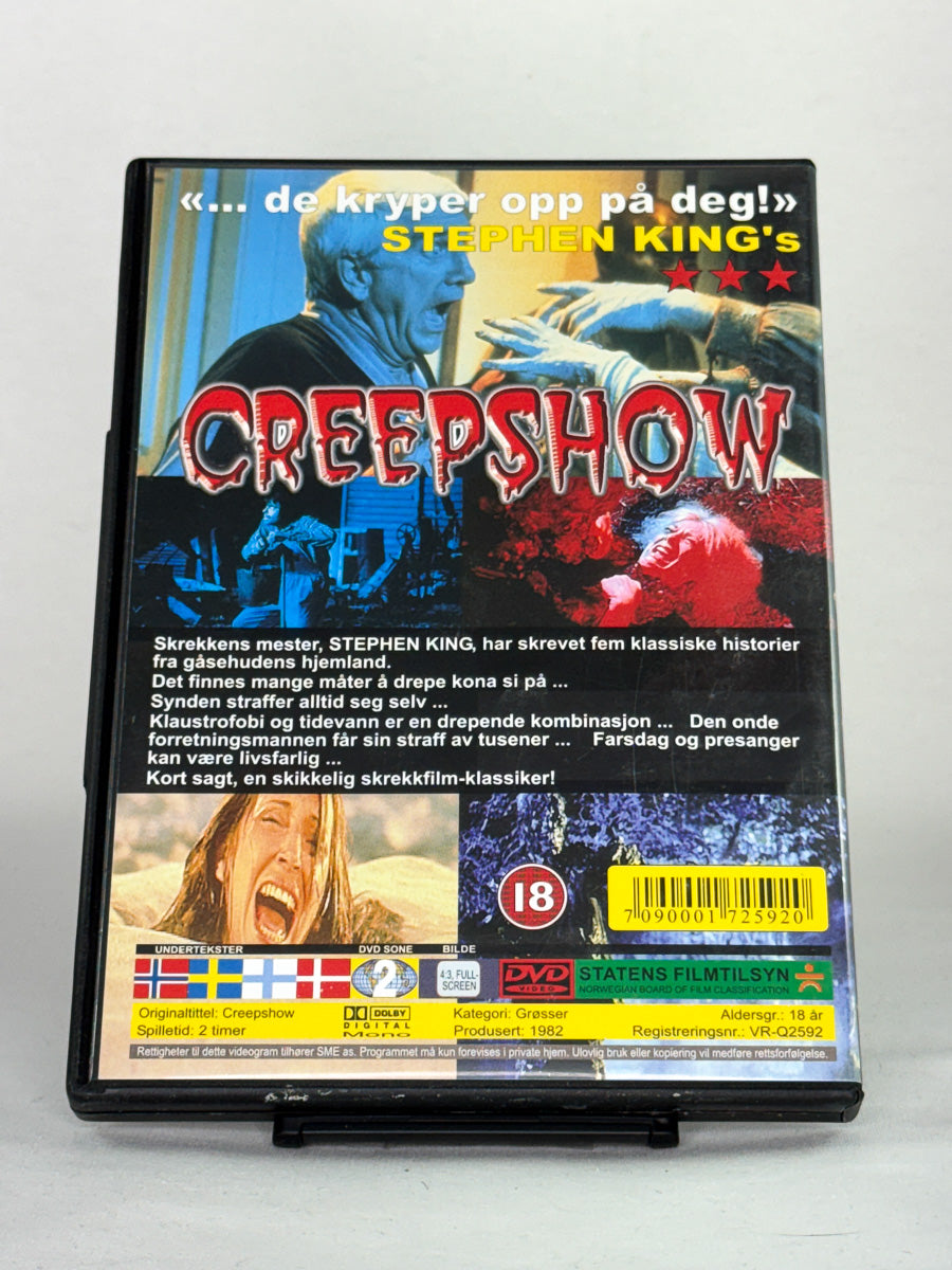 Bakside av filmcover til brukt DVD Creepshow – brukt utgave av kultklassiker på DVD hos Brukbar Film