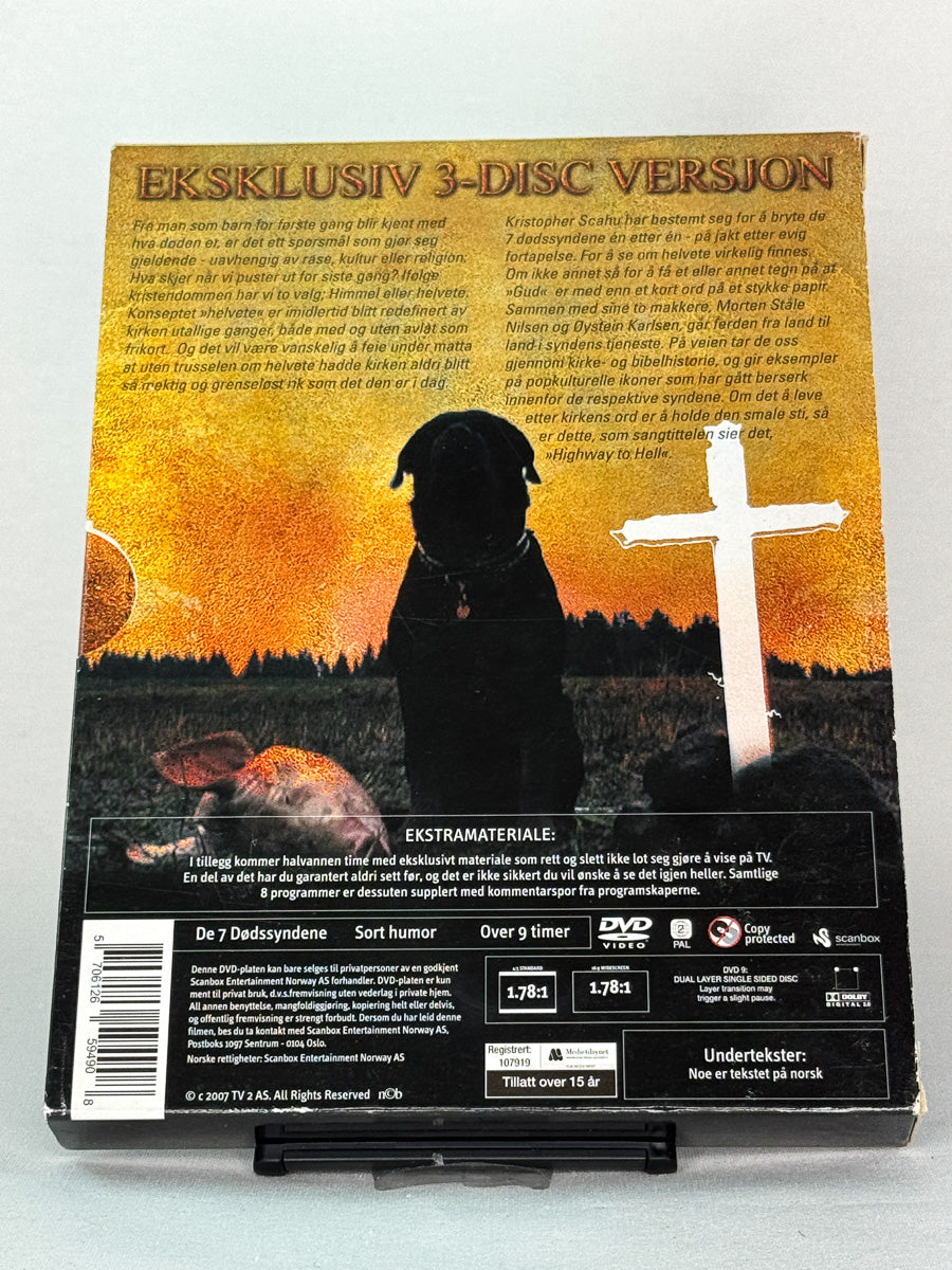 Bakside av DVD-cover for filmen De 7 Dødssyndene – brukt originalfilm på DVD, tilgjengelig hos Brukbar Film