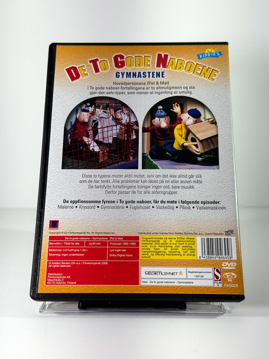 Bakside av cover til De To Gode Naboene: Pat & Mat – Gymnastene på DVD