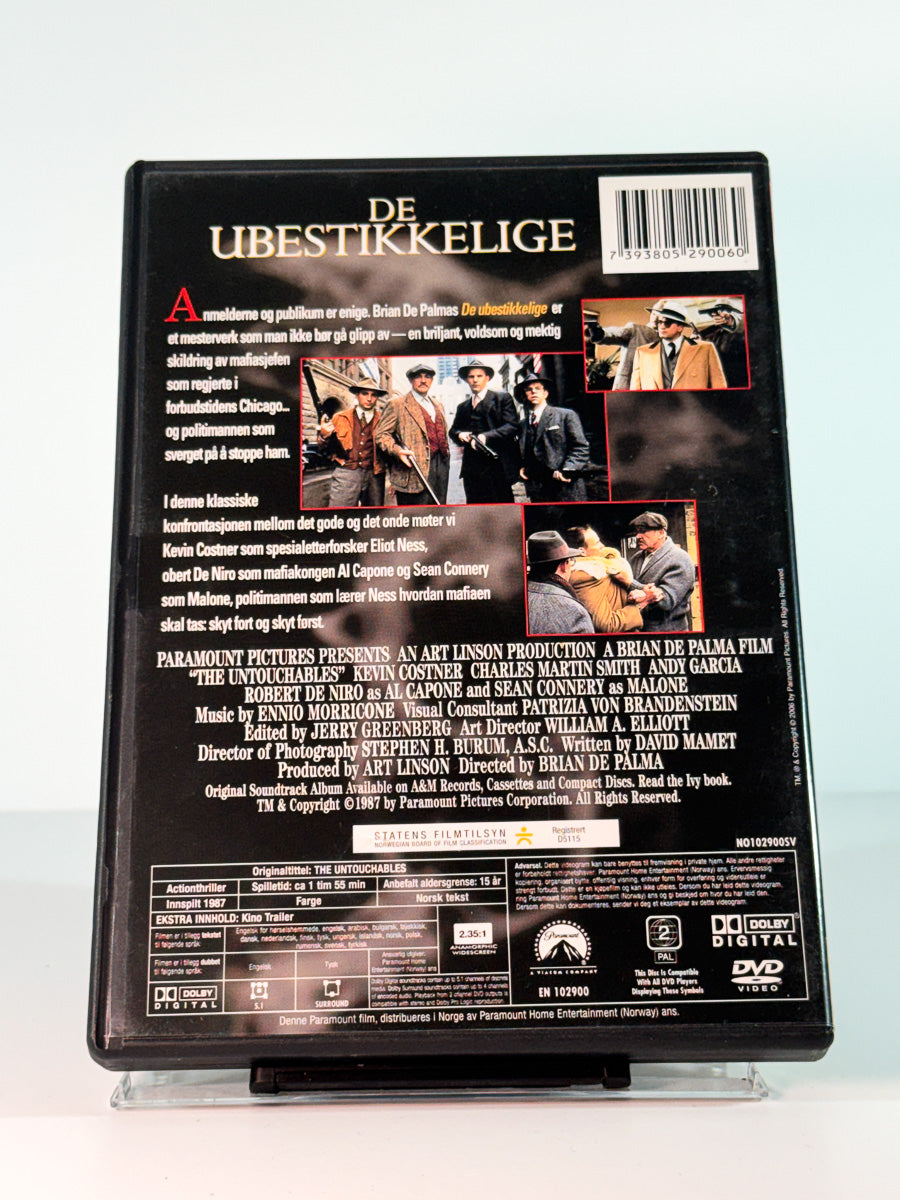 Bakside av cover til De ubestikkelige, brukt DVD hos Brukbar Film