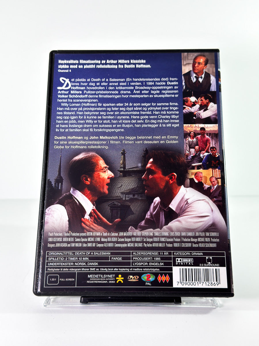 Bakside av cover til Death of a Salesman, bruktfilm på DVD hos Brukbar Film