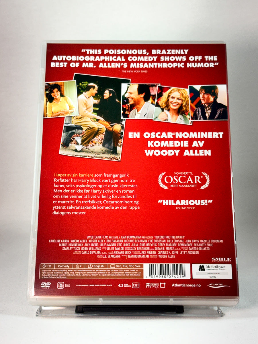 Bakside av cover til Deconstructing Harry, bruktfilm hos nettbutikken Brukbar Film