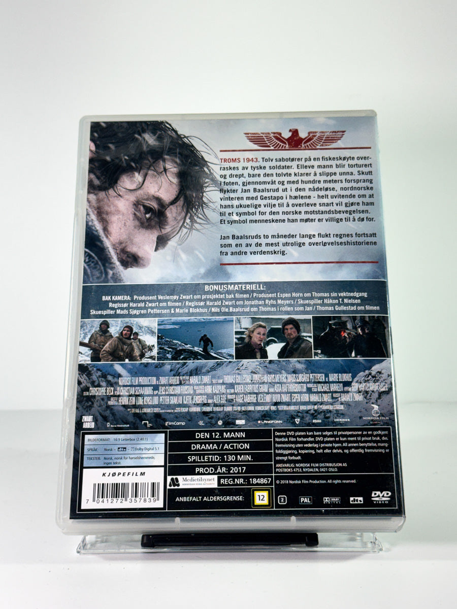 Bakside av cover til den 12 mann, brukt original DVD hos Brukbar Film