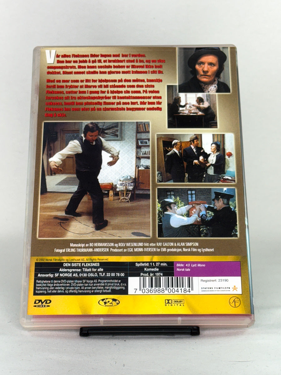 DVD-bakside til filmen Den siste Fleksnes
Baksiden viser info, spesifikasjoner og eventuell ekstratekst – produktbilde fra nettbutikken Brukbar Film