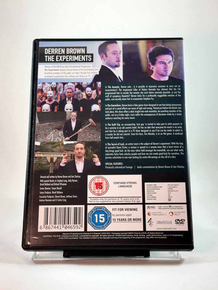 DVD-cover-bakside til Derren Brown: The Experiments hos Brukbar Film