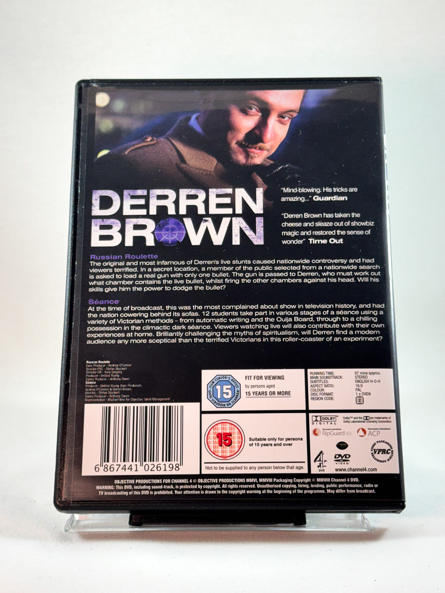 DVD-cover-bakside til Derren Brown: The Specials – Russian Roulette | Séance hos Brukbar Film