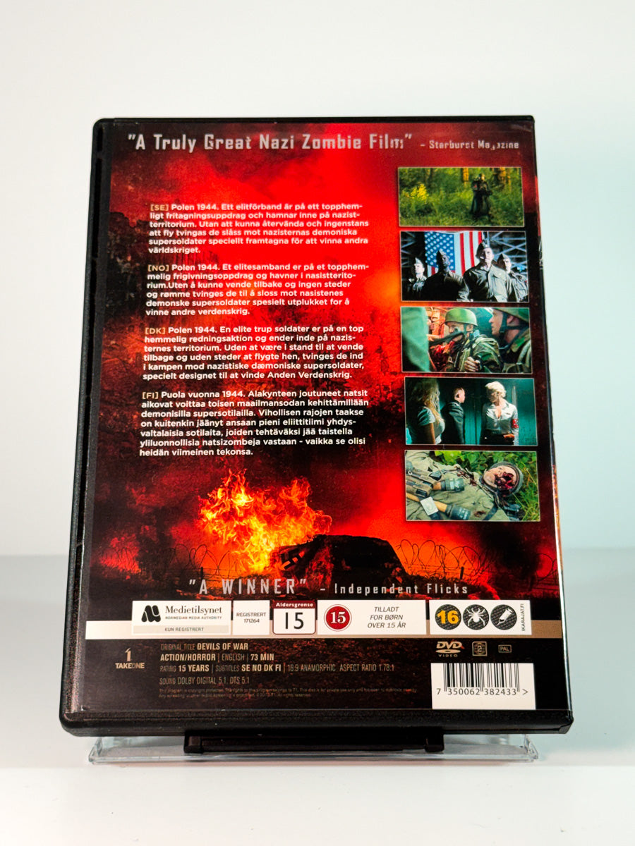 Bakside av cover til Devils of War, brukt original DVD hos Brukbar Film