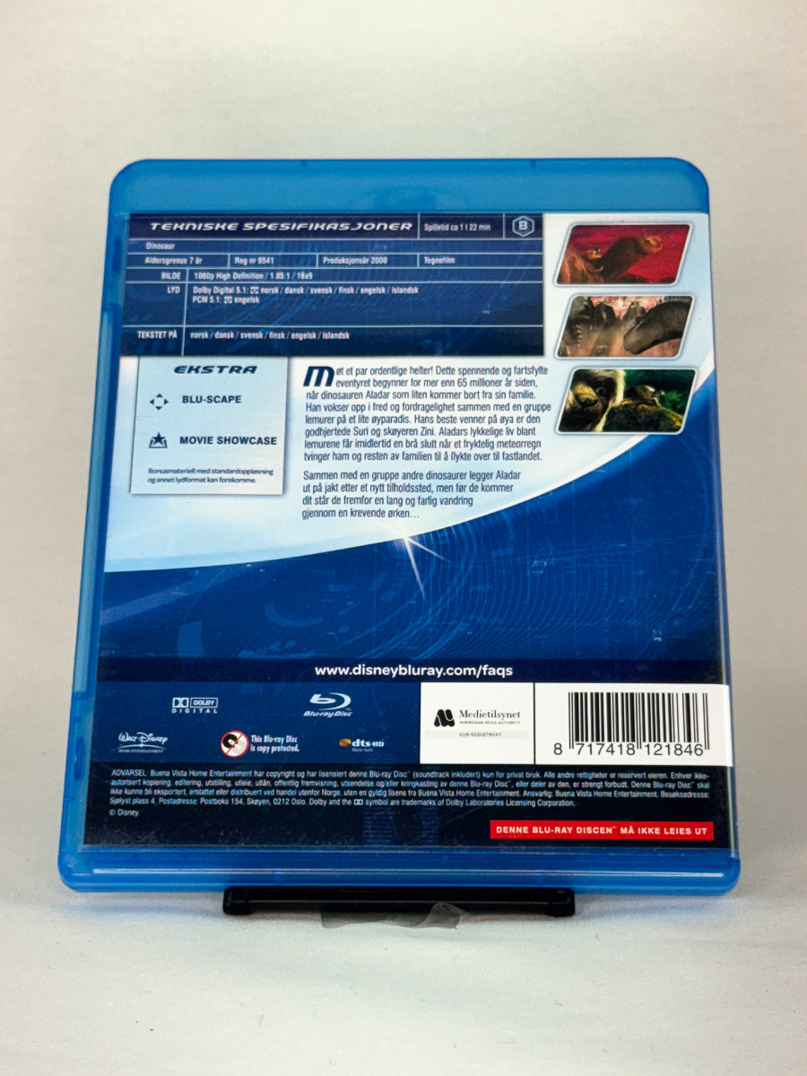 Bakside av Blu-ray-cover for Dinosaur – brukt original Disney-film på Blu-ray fra Brukbar Film